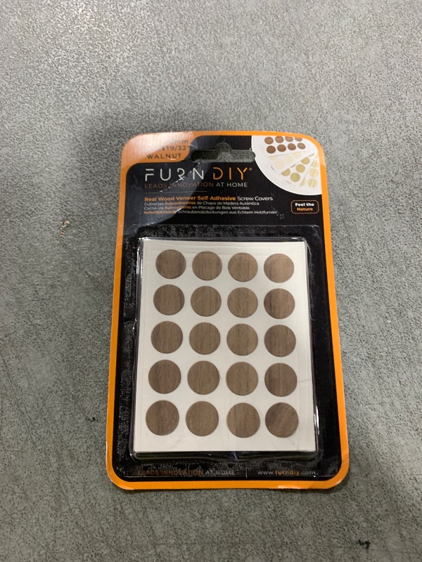 Photo 1 of Real Wood Self-Adhesive Walnut Veneer Screw Cover Caps - Screw&Nail Hole Hiding - Screw Hole Stickers - Based in USA (19/32"-15mm, Walnut)