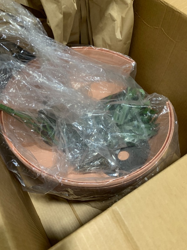 Photo 1 of Good Pet Stuff Hidden Cat Litter Box Enclosure with Artificial Plant, Decorative Round Planter, Vented Carbon Charcoal Filter for Odor Control, Easy-to-Clean, Made in USA, Base Kit, Pink