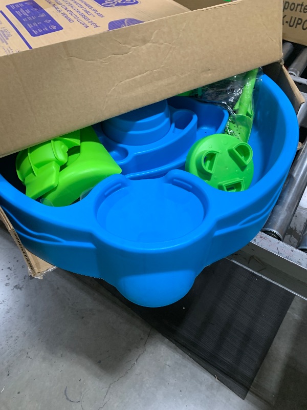Photo 1 of Step2 Summer Showers Splash Tower Water Table for Kids, Outdoor Kids Water Sensory Table, Ages 1.5+ Years Old, 8 Piece Water Toy Accessories, Blue & Green