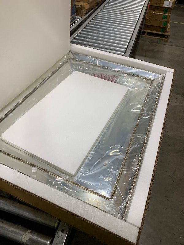 Photo 1 of Hamilton Hills Rectangular Beveled Mirror - Large Framed Wall Mirror with Angled Frame and Beaded Accents for Vanity