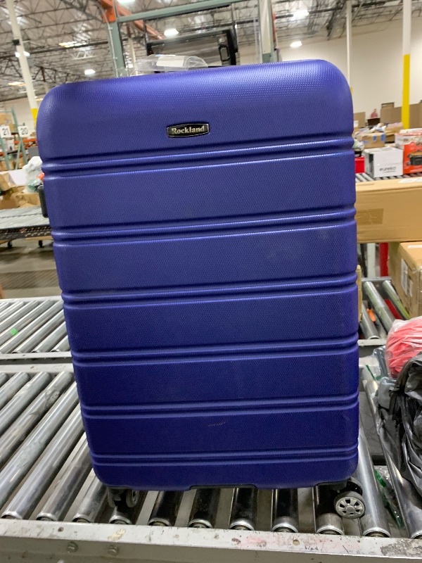 Photo 1 of Rockland Melbourne Hardside Expandable Luggage with Spinner Wheels, Blue, Checked Large 28"