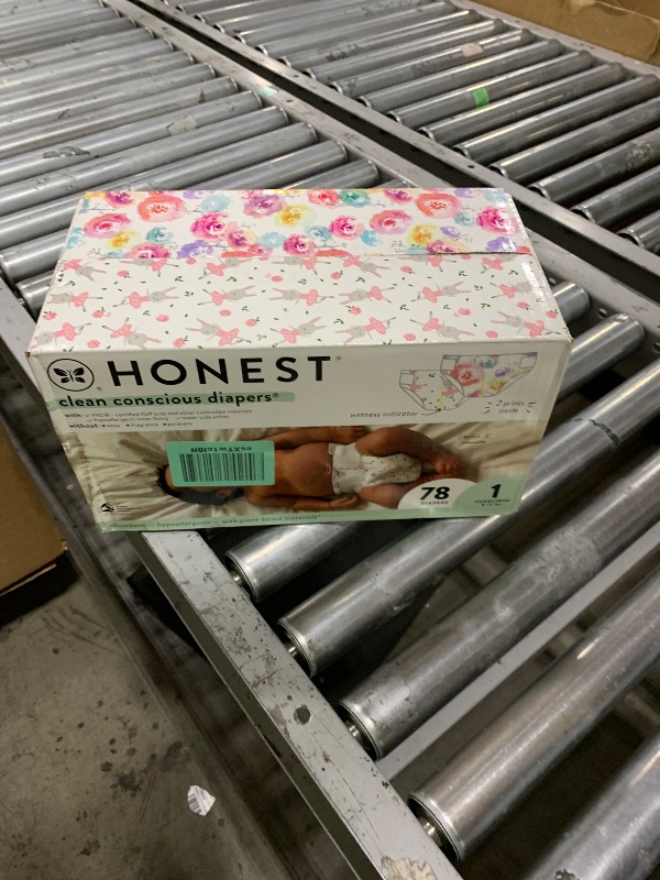 Photo 1 of The Honest Company Clean Conscious Diapers for Delicate Skin | Up to 100% Leakproof | Hypoallergenic, Fragrance Free | Girl Prints | Club Box, Size 1 (8-14 lbs), 78 Count (Prints May Vary)