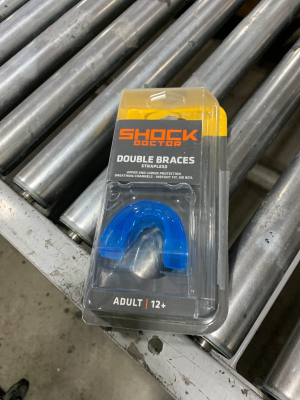 Photo 1 of Double Braces Strapless Mouth Guard, Blue, Adult