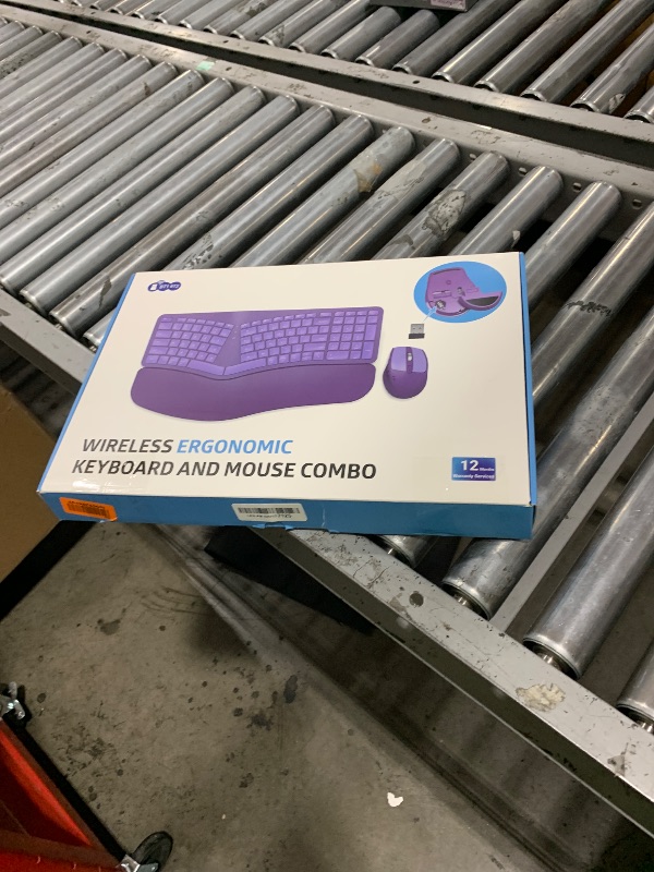 Photo 1 of Ergonomic Wireless Keyboard Mouse Combo, EDJO Bluetooth/2.4G Dual Channel, Split Design, Soft Foam Palm Rest, 4 Level DPI Adjustable Wireless Mouse, Rechargeable, for Windows/Mac/Android(Purple)