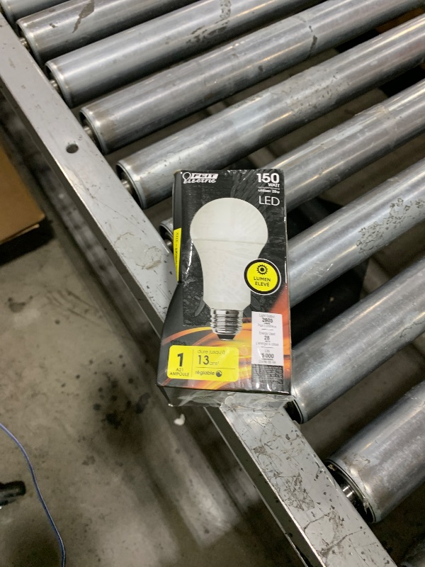 Photo 1 of Feit Electric A21 LED Light Bulb, 150W Equivalent, Dimmable, 2605 Lumens, E26 Standard Base, 3000K Bright White, 80 CRI, High Output LED Light Bulb, Damp Rated, 15,000-Hour Lifetime, OM150DM/830/LED