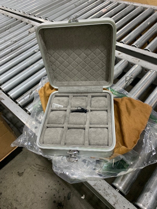 Photo 1 of Bey-Berk Prague Aluminum Watch Case in Silver – 9-Slot Locking Travel Box with Soft Interior for Watch Storage