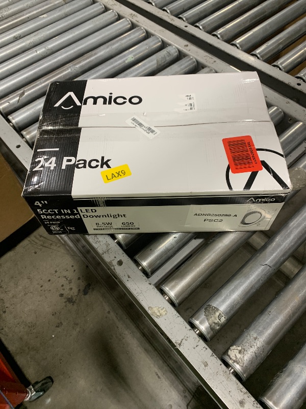 Photo 1 of Amico 24 Pack 4 inch 5CCT LED Recessed Lighting, Dimmable, 8.5W=60W, 650LM, 2700K/3000K/4000K/5000K/6000K Selectable, Retrofit Can Lights with Baffle Trim, IC Rated - ETL & FCC, White