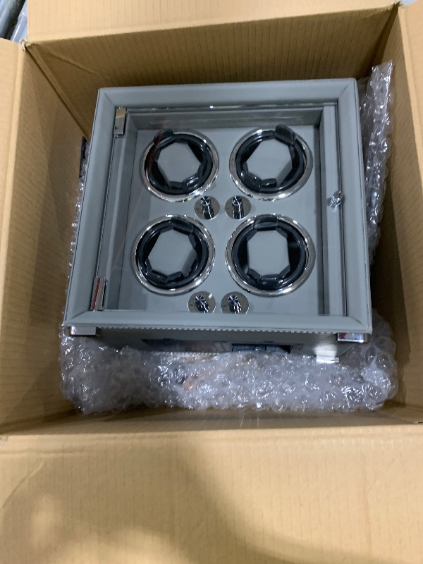 Photo 1 of KOHUDIS Watch Winder for 2/4/6/9 Automatic Watches, high-end Leather Making, Super Quiet Mabuchi Motor, Two Power Modes, Built-in led Lights (Gray Watch Winders for 4 Watches)