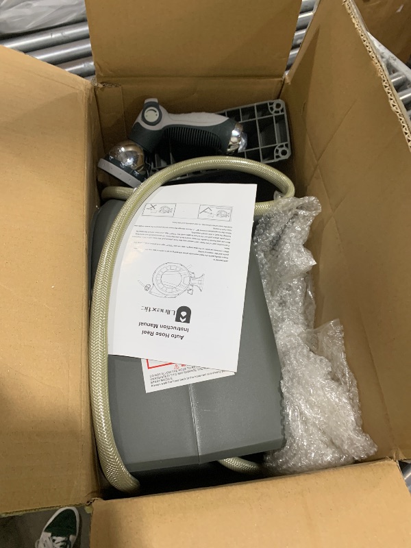 Photo 1 of Retractable Garden Hose Reel, 1/2 in x 100 ft Wall Mounted Hose Reel, 10-Pattern Spray Nozzle, Any Length Lock/Slow Return System/Wall Mounted/180°Swivel Bracket