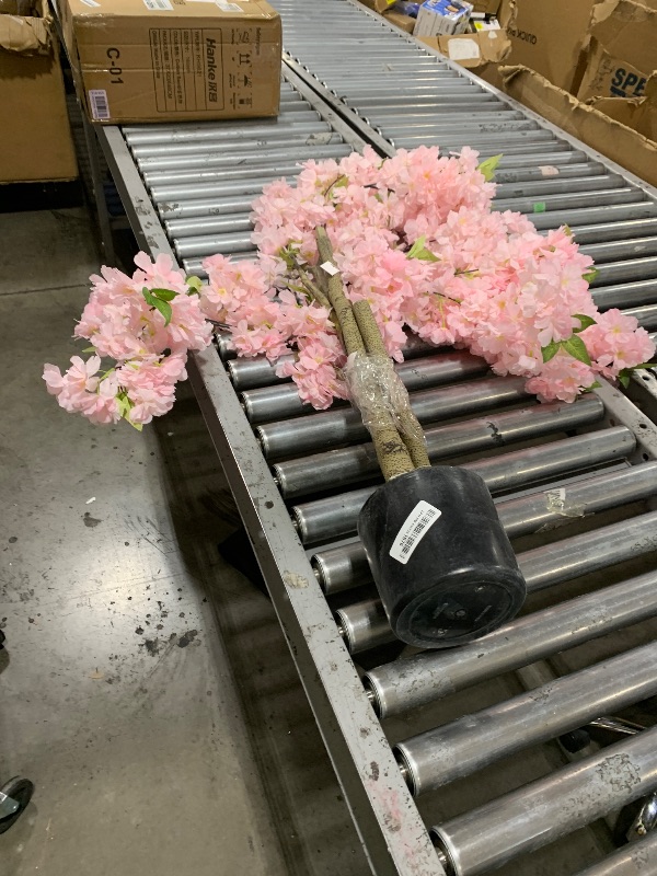 Photo 1 of 6Ft Tall Cherry Blossom Artificial Tree, Fake Tree Faux Silk Plant with Plastic Nursery Pot,Artificial Plants for Home Office Indoor Decor(Pink)