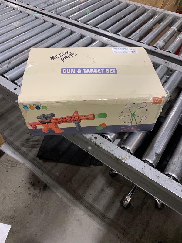 Photo 1 of Shooting Games Toys for Age 5 6 7 8 9 10+ Year Old Boys, Kids Toy Sports & Outdoor Game with Moving Shooting Target & 2 Popper Air Toy Guns & 24 Foam Balls, Gifts for Boys and Girls