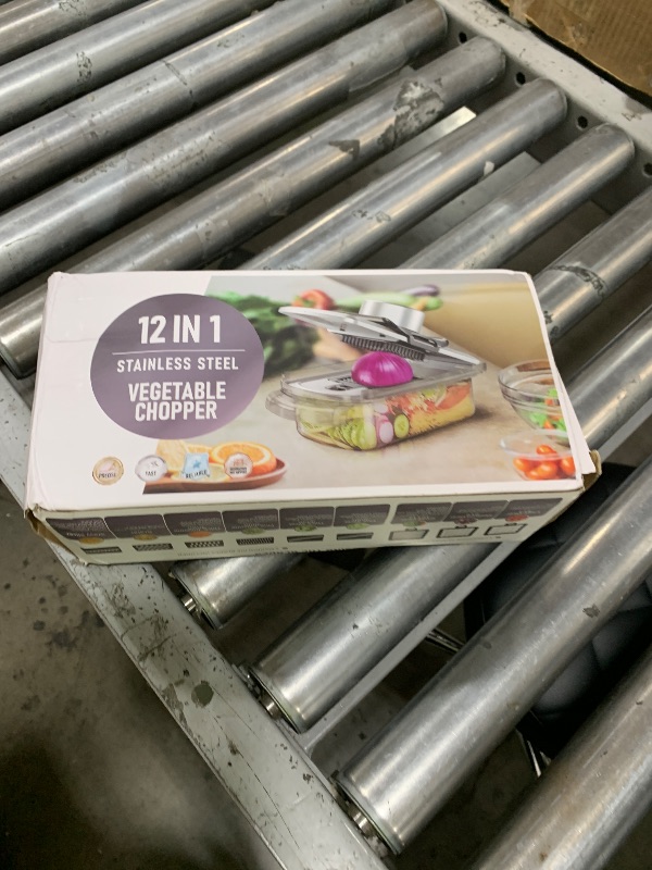 Photo 1 of 12-in-1 Vegetable Chopper, Mandoline Food Slicer for Kitchen, Cheese Grater, Veggie Chopper with Container, Vegetable Cutter for Onion, Salad and Fruit, Home Essential Tools