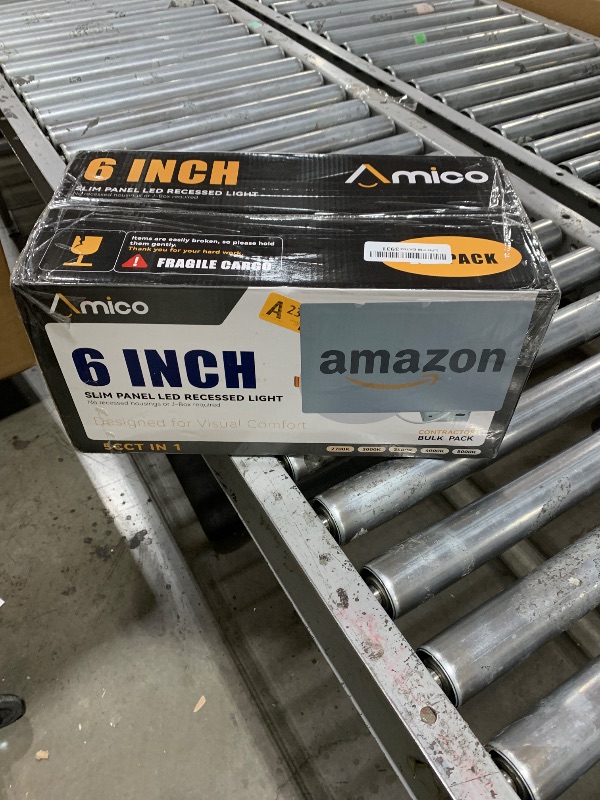 Photo 1 of Amico 12 Pack 6 Inch 5CCT Ultra-Thin LED Recessed Ceiling Light with Junction Box, 1050LM Brightness, Dimmable Canless Wafer Downlight, 12W, ETL&FCC