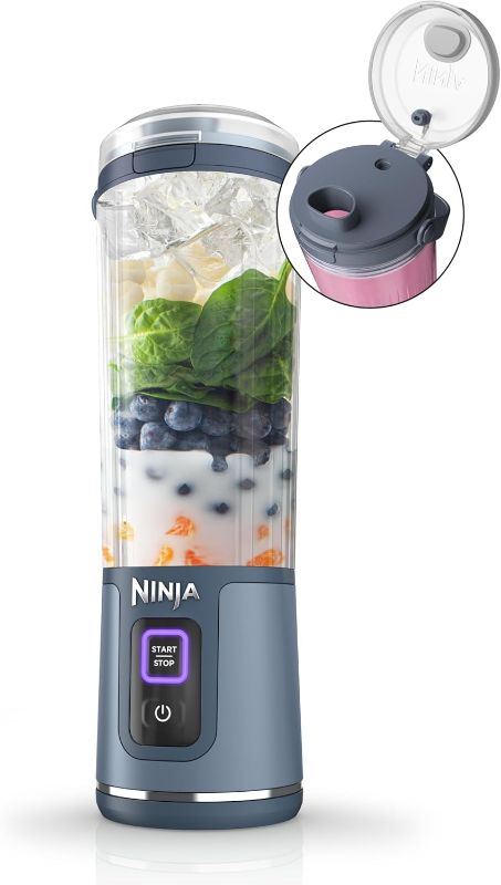 Photo 1 of Ninja BC151NV Blast Portable Blender, Cordless, 18oz. Vessel, Personal Blender-for Shakes & Smoothies, BPA Free, Leakproof-Lid & Sip Spout, USB-C Rechargeable, Dishwasher Safe Parts, Denim Blue
