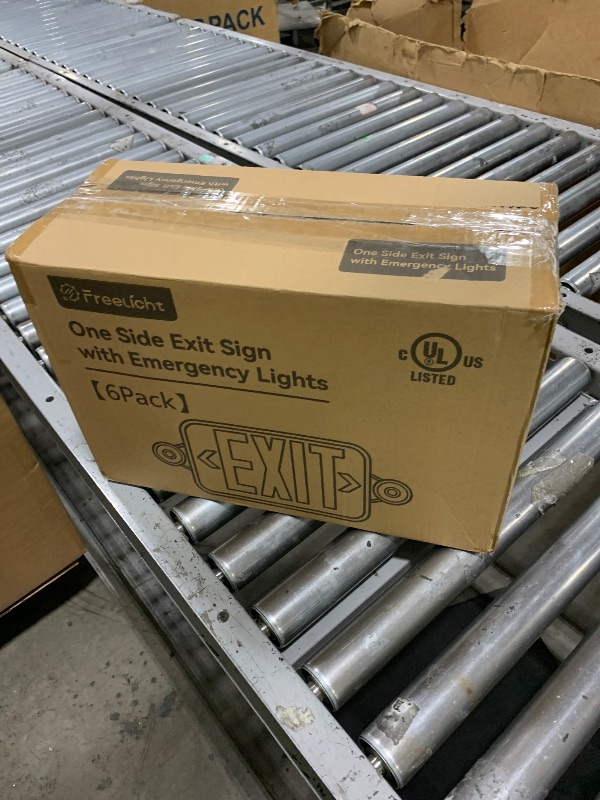 Photo 1 of FREELICHT 6 Pack Red Exit Signs with Emergency Lights, Two LED Adjustable Head Emergency Exit Light with Battery Backup,Hard Wired,UL Listed, AC 120/277V,Exit Sign Combo for Business