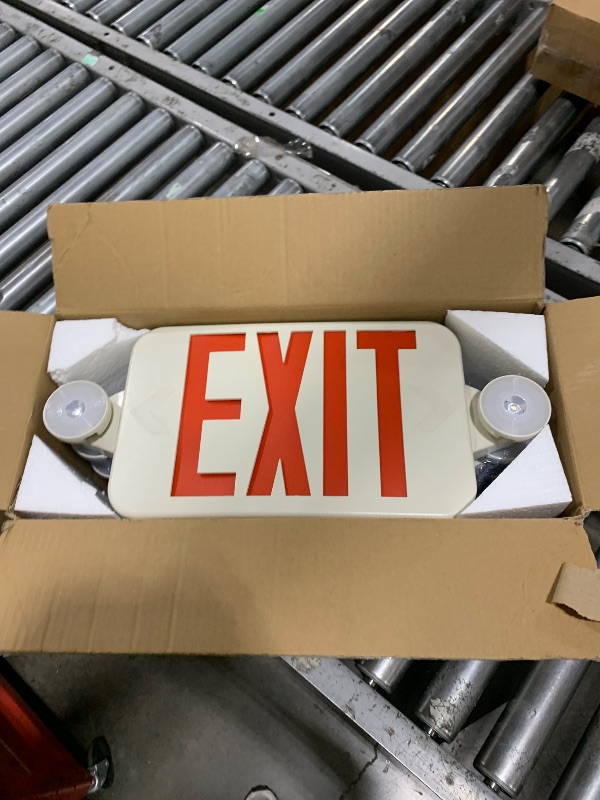 Photo 1 of FREELICHT 6 Pack Red Exit Signs with Emergency Lights, Two LED Adjustable Head Emergency Exit Light with Battery Backup,Hard Wired,UL Listed, AC 120/277V,Exit Sign Combo for Business