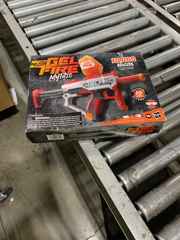 Photo 1 of Nerf Pro Gelfire Mythic Full Auto Blaster & 10,000 Gelfire Rounds, 800 Round Hopper, Rechargeable Battery, Eyewear, Ages 14 & Up