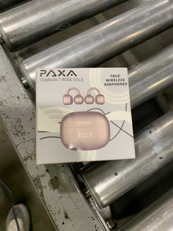 Photo 1 of PAXA Clip On Earbuds, Clipbuds7 Open Ear Earbuds Wireless Bluetooth 5.4 with LED Display, Auto L-R Ear Recognition&Touch Control, Ultra-Light 4.5g Fit Comfort for Sports Fitness Daily Use, Rose Gold