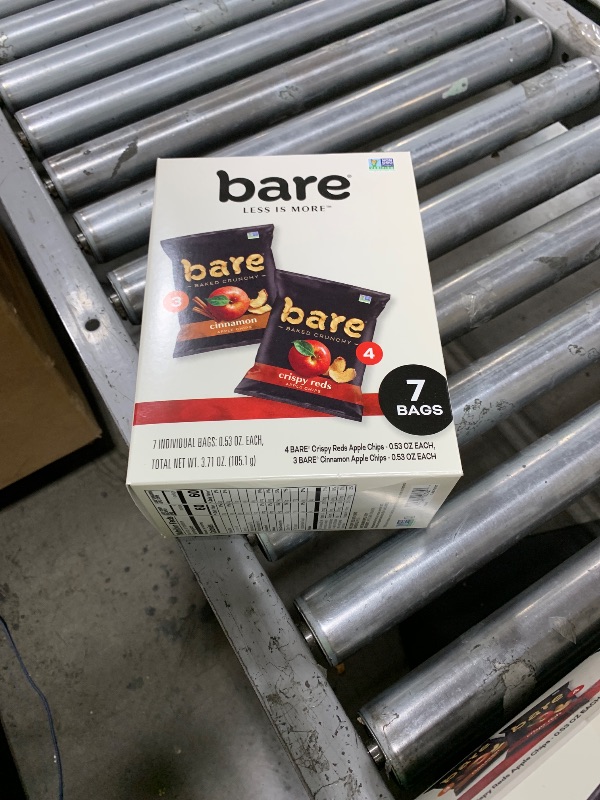 Photo 1 of bare Baked Crunchy Apple Chips, 2 Flavor Variety, 0.53oz Snack Bags (7 Pack)