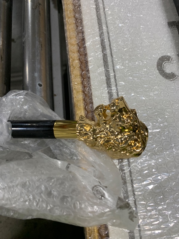 Photo 1 of Pasotti Stick Umbrella with Gold Lion Handle, Hand Made, Black, Accessory