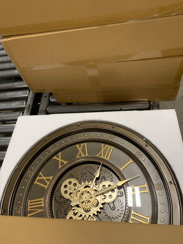 Photo 1 of AYRELY® 24IN Decorative Moving Gear Large Wall Clock, Oversized Industrial Steampunk Gears, Big Numerals Wall Clock for Modern Living Room Decor (Bronze)