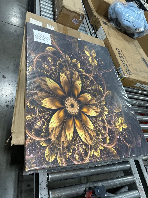 Photo 1 of Design Art PT8906-30-40 Fractal Dark Yellow Flower-Floral Digital Art Canvas Print-30x40, 30x40, Orange