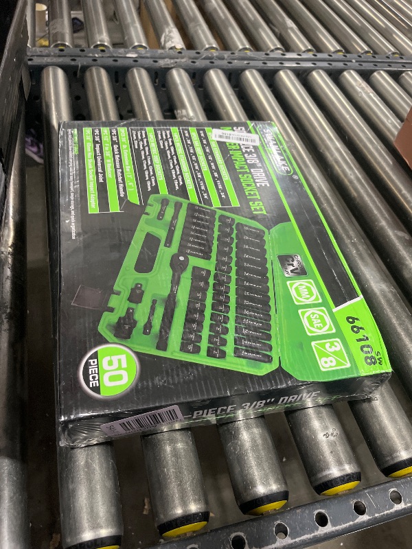 Photo 1 of SWANLAKE GARDEN TOOLS 3/8'' Drive Impact Socket Set, 50-Piece Standard SAE (5/16 to 3/4 inch) and Metric (8-22mm) Size, 6 Point, Cr-V, 3/8-Inch Ratchet Handle, Extension Bar, Universal Joint