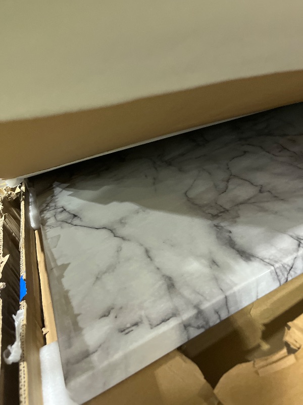 Photo 1 of CosmoLiving Astor Dining Table, White Marble Top with Gold Legs