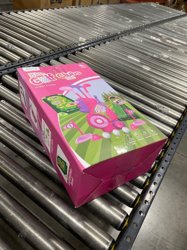 Photo 1 of Liberry Toddler Golf Set for 2 3 4 Years Old Girls Boys, Upgraded Kids Golf Cart with Golf Cornhole Board & Putting Mat, Indoor and Outdoor Golf Toys Birthday Gift, Pink