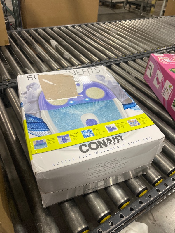 Photo 1 of Conair Waterfall Pedicure Foot Spa Bath with Blue LED Lights, Massaging Bubbles and Massage Rollers, Purple/White