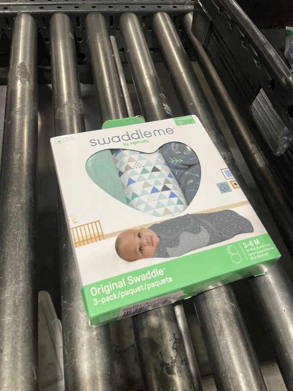 Photo 1 of SwaddleMe by Ingenuity Original Swaddle, 100% Cotton, Improves Sleep & Calms Startle Reflex, 3-6 Months, 1.0 TOG, 3-Pack, Baby Swaddle Blanket - Mountaineer