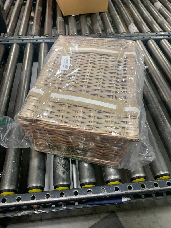Photo 1 of Wicker Picnic Basket for 2 - Willow Basket with Waterproof Picnic Blanket | Willow Picnic Set with Insulated Cooler | Wicker Hamper with Cutlery Kit | Gift Basket for Christmas, Thanks Giving, Grey