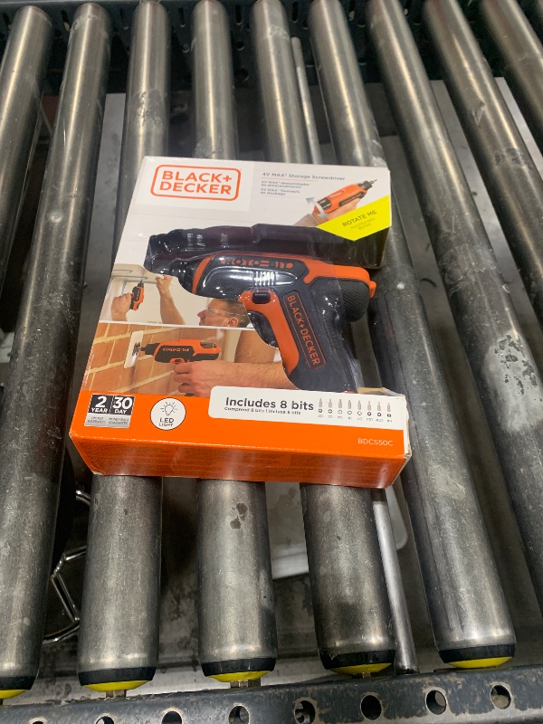 Photo 1 of BLACK+DECKER 4V MAX Electric Screwdriver, Cordless, 180 RPM, 8 Bits With Built-In, Storage Compartment, Batteries Included (BDCS50C)