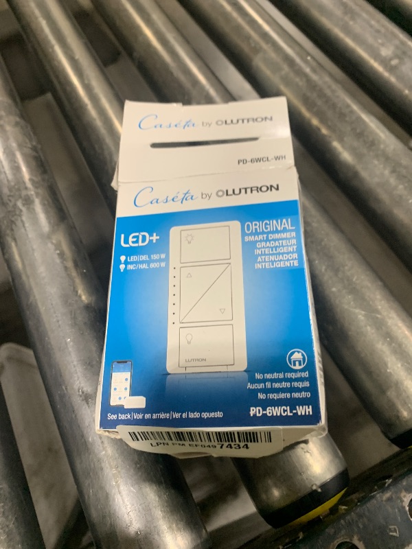 Photo 1 of Lutron Caseta Original Smart Dimmer Switch (Lutron Smart Hub Required), for LED Lights, 150 Watt, Single-Pole/3-Way, No Neutral Required, PD-6WCL-WH, White