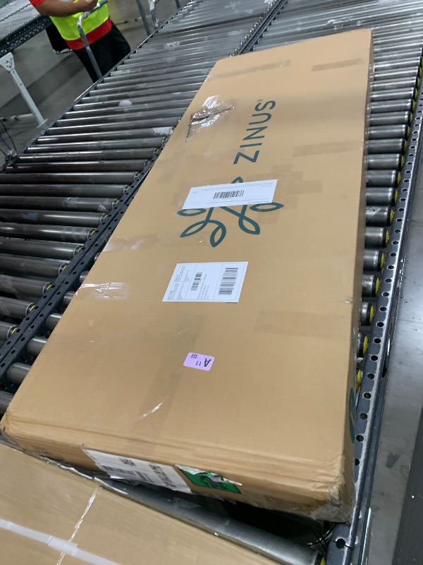 Photo 1 of Zinus Full r Upholstered Platform Bed with Horizontal Paneled Headboard, Wooden Slat Support, No Box Spring Needed, Easy Assembly, Eco Friendly Packaging, Dark Grey
