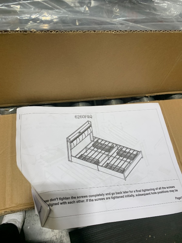 Photo 1 of CXVX Full Size Bed Frame with Storage Headboard, Metal Platform Bed Frame with 4 Storage Drawers and Charging Station & LED, Metal Support, Noise-Free, No Box Spring Needed, Easy to Assemble
