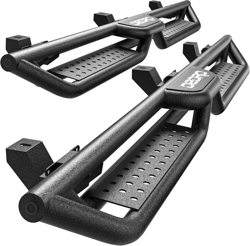 Photo 1 of OEDRO Running Boards with Two Stairs Design All-Steel Build, Bolt-on Side Steps Compatible with 2018-2025 Jeep Wrangler JL 4 Door, Black Powder Coated Nerf Bar
