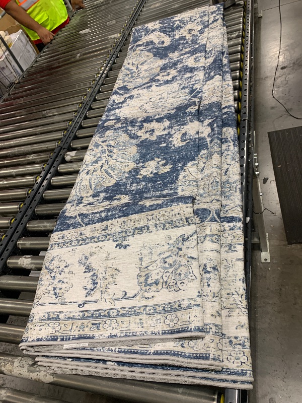 Photo 1 of JONATHAN Y MDP101A-8 Modern Persian Vintage Moroccan Traditional Navy/Light Gray 8 ft. x 10 ft. Area Rug, Country Floral, Pet Friendly, Stain Resistant, Easy to Clean, for Living Room, Bedroom
