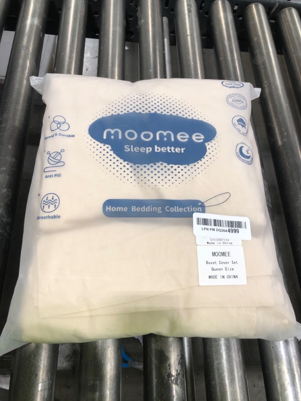 Photo 1 of MooMee Bedding Duvet Cover Set 100% Washed Cotton Linen Like Textured Breathable Durable Soft Comfy (Solid Sandy Beige, Queen 90"x90")