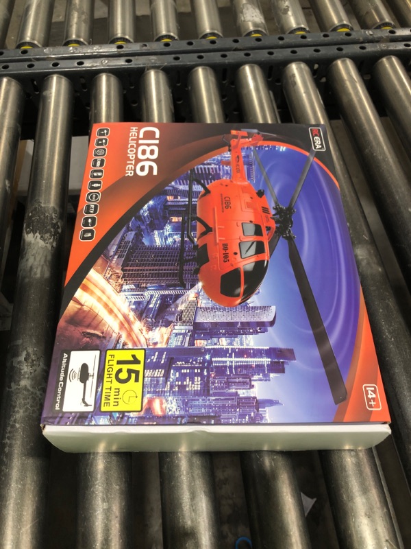 Photo 1 of GoolRC C186 Remote Control Helicopter Remote Control Drone Single Propeller Without Ailerons 6-axis Gyro Stabilization Remote Control Airplane Altitude Hold Girls Adults 3 Batteries Orange