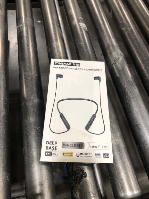 Photo 1 of TONEMAC N18 Neckband Bluetooth Earbuds, Wireless Bluetooth 5.2 Headphones with Microphone, Ultra-Lightweight Comfort, IPX7 Waterproof, Deep Bass Strong Beat, 20H Playtime, Magnetic Earphones -Black