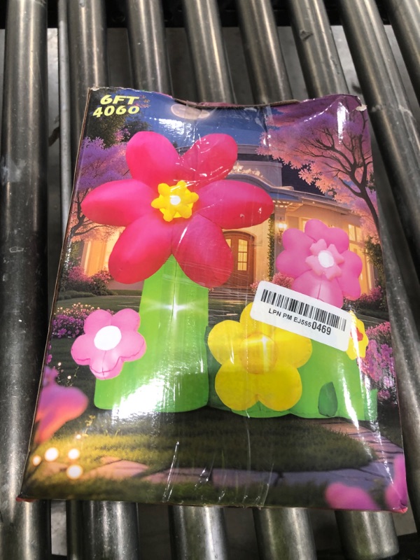 Photo 1 of KOOY 6FT Summer Inflatable Flower Outdoor Decoration Multi-Colored Blow up Flowers Decorations, Built-in LED Lights for Spring Summer Easter Outdoor Garden Lawn Yard Party