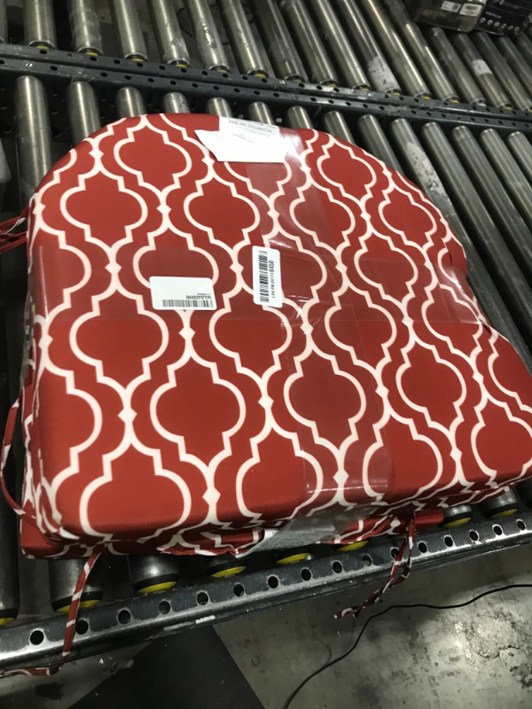 Photo 1 of HARBOREST Outdoor Chair Cushions Set of 4, Water Resistant Patio Chair Cushions with Ties, Outdoor Seat Cushions for Patio Furniture, 17"x16"x2", Wine Red Geometry