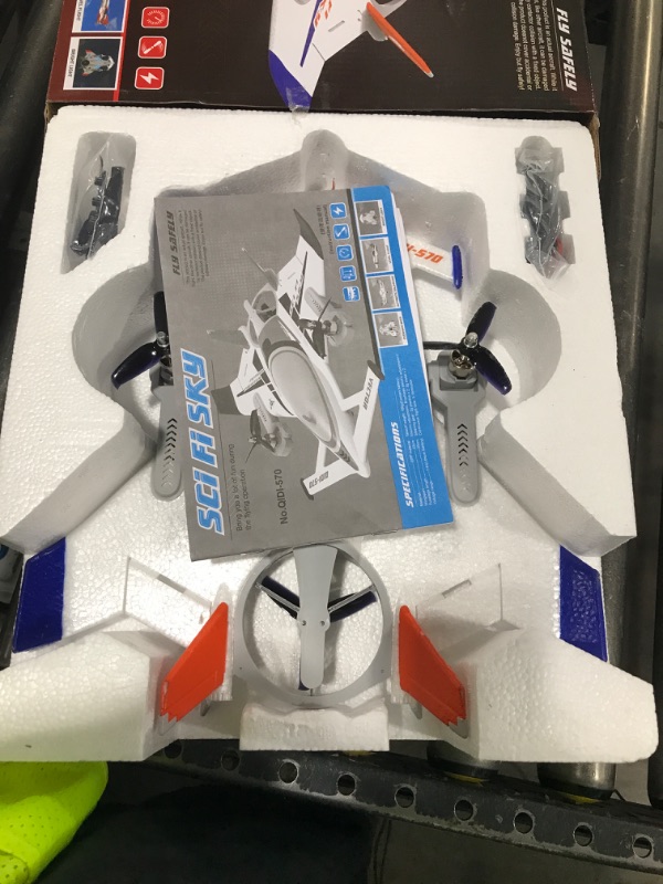 Photo 1 of FLYCOLOR QIDI 570 RC Airplane 2.4Gh 6CH RC Glider Fixed Wing Aircraft 3 Flight Models Brushless RC Helicopters Vertical Takeoff RC Glider (Blue)