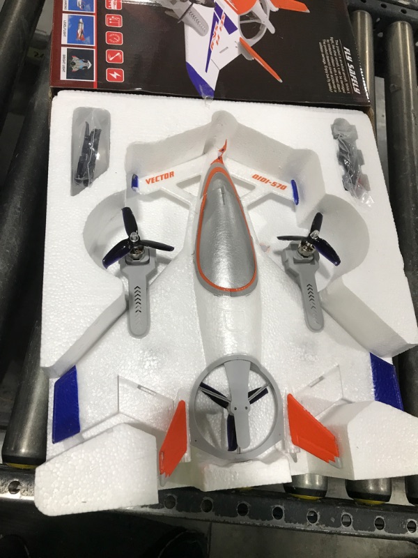 Photo 1 of FLYCOLOR QIDI 570 RC Airplane 2.4Gh 6CH RC Glider Fixed Wing Aircraft 3 Flight Models Brushless RC Helicopters Vertical Takeoff RC Glider (Blue)
