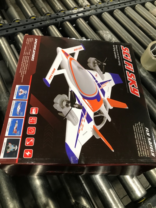 Photo 1 of FLYCOLOR QIDI 570 RC Airplane 2.4Gh 6CH RC Glider Fixed Wing Aircraft 3 Flight Models Brushless RC Helicopters Vertical Takeoff RC Glider (Blue)