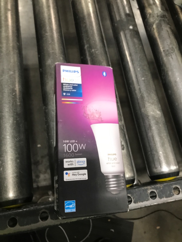 Photo 1 of Philips Hue Smart 100W A21 LED Bulb - White and Color Ambiance Color-Changing Light - 1 Pack - 1600LM - E26 - Indoor - Control with Hue App - Works with Alexa, Google Assistant and Apple Homekit