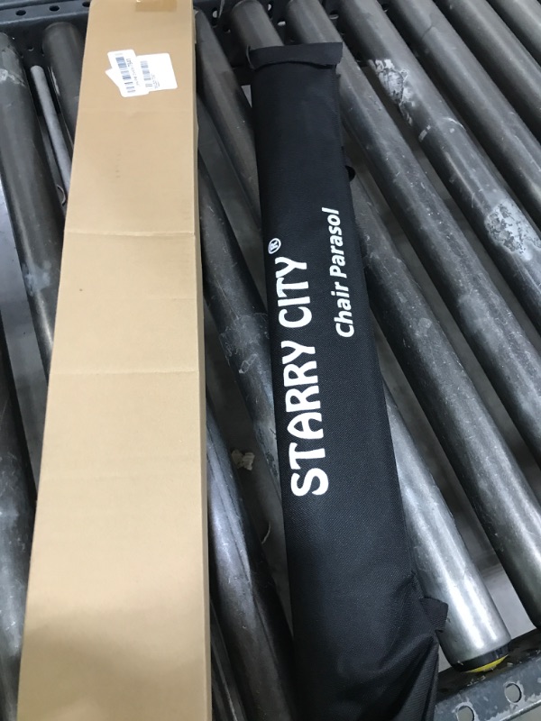 Photo 1 of STARRY CITY Chair Parasols with Adjustable Clamp,UPF 50+,Shade Umbrella,Clip on Umbrella for Patio,Beach,Strollers,Wheelchairs,Golf Carts (Striped 2 pack)