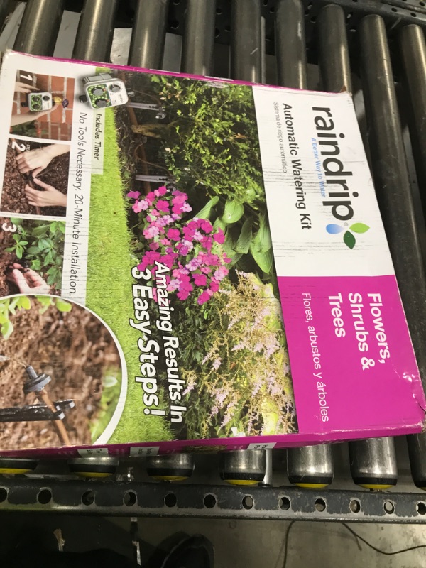 Photo 1 of Raindrip SDFSTH1P Automatic Drip Irrigation Watering Kit with Timer for Flowers, Shrubs, and Trees, Waters up to 10 Plants, Includes Timer with Customizable Settings, 2 GPH Drippers
