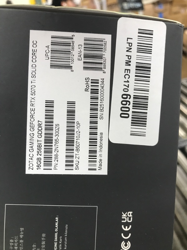 Photo 1 of ZOTAC Gaming GeForce RTX 5070 Ti Solid CORE OC DLSS 4 16GB GDDR7 256-bit 28 Gbps PCIE 5.0 Gaming Graphics Card, IceStorm 3.0 Advanced Cooling, Spectra RGB Lighting, ZT-B50710J2-10P